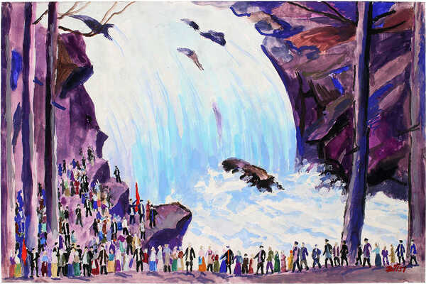 Попов Дмитрий Фёдорович. Эскиз финальной сцены оперы Д.Г. Френкеля по мотивам романа В.Я. Шишкова «Угрюм-река» (Ленинградский Малый театр оперы и балета)